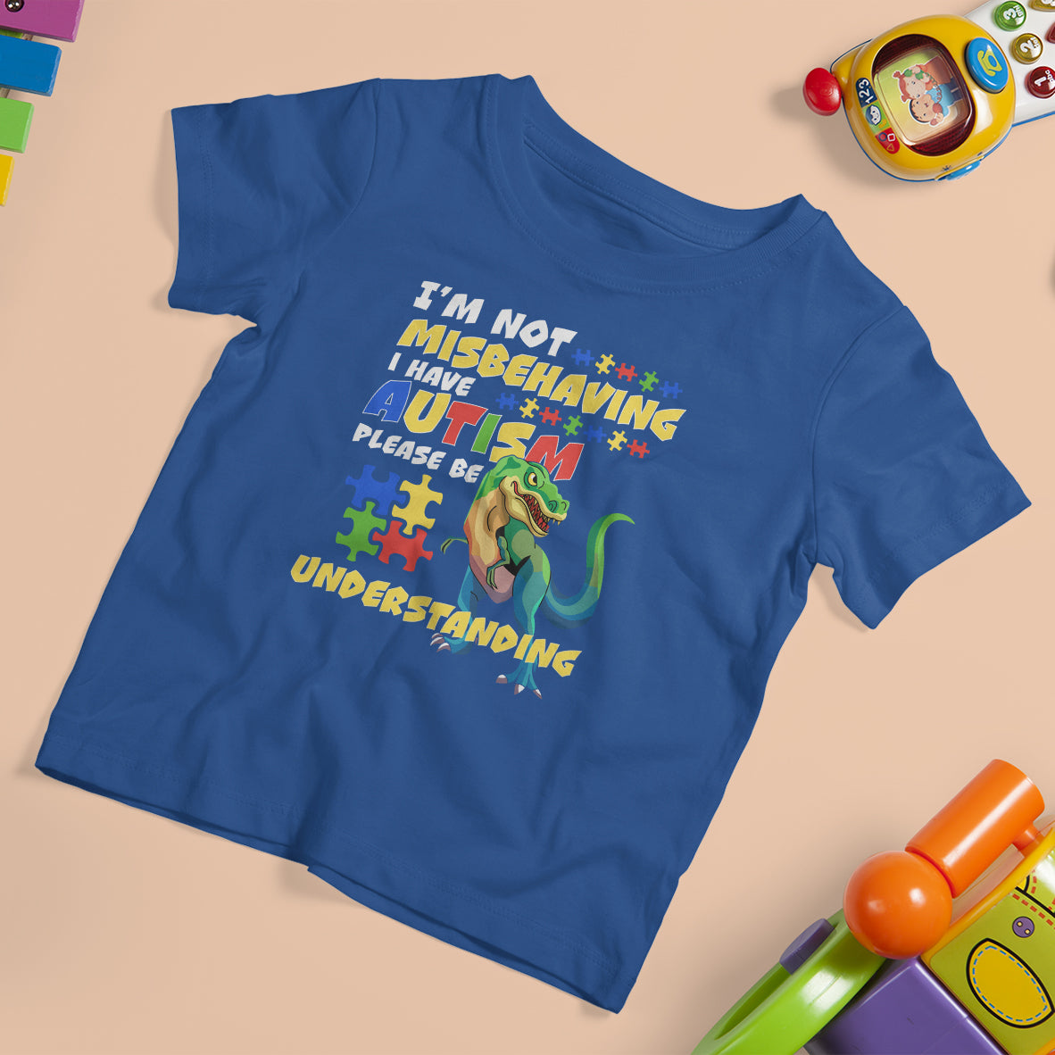 Dinosaur Autism T Shirt For Kid I'm Not Misbehaving I Have Autism Please Be Understanding - Wonder Print Shop