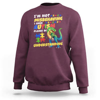 Dinosaur Autism Sweatshirt I'm Not Misbehaving I Have Autism Please Be Understanding - Wonder Print Shop