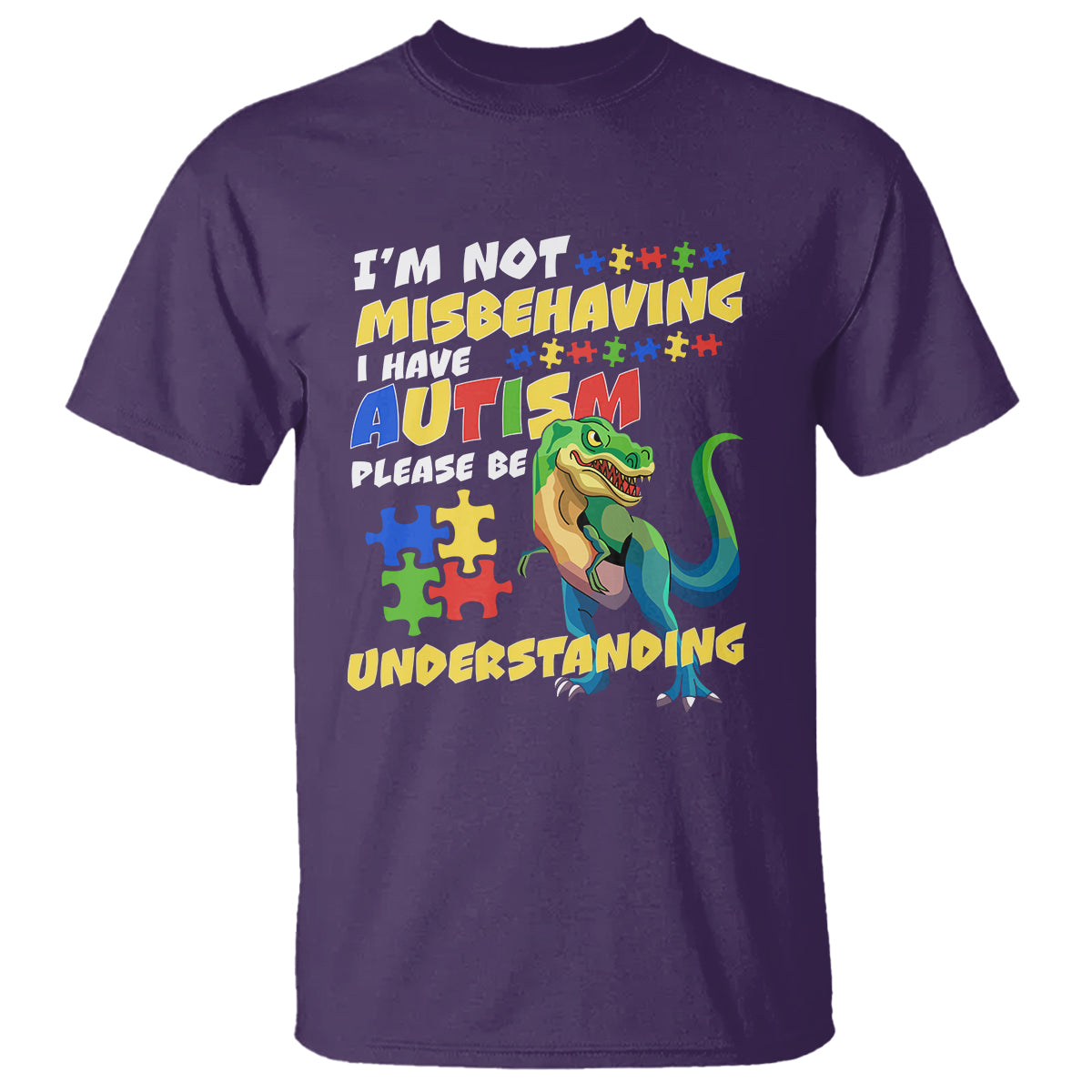 Dinosaur Autism T Shirt I'm Not Misbehaving I Have Autism Please Be Understanding - Wonder Print Shop