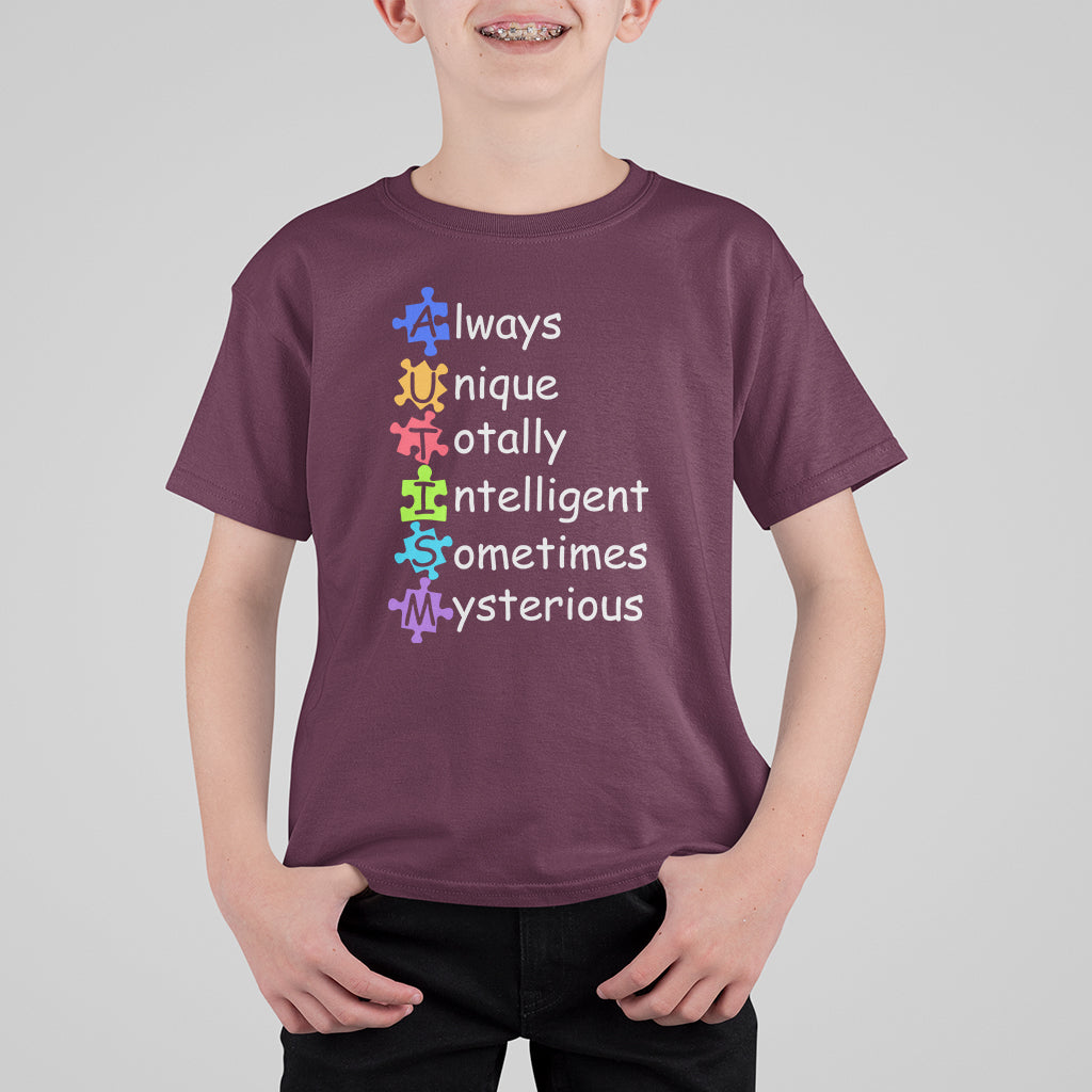 Autism Definition T Shirt For Kid Always Unique Totally Intelligent Sometimes Mysterious - Wonder Print Shop