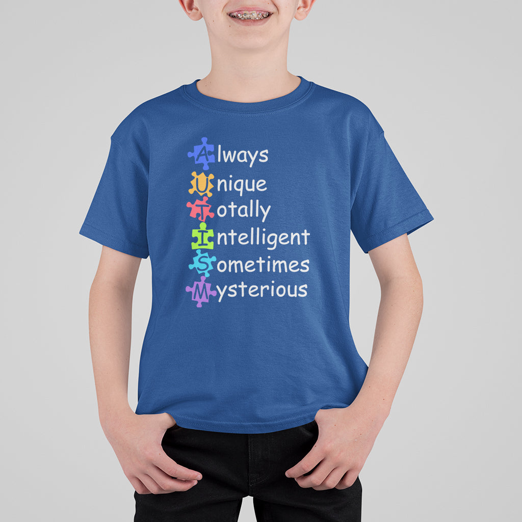 Autism Definition T Shirt For Kid Always Unique Totally Intelligent Sometimes Mysterious - Wonder Print Shop