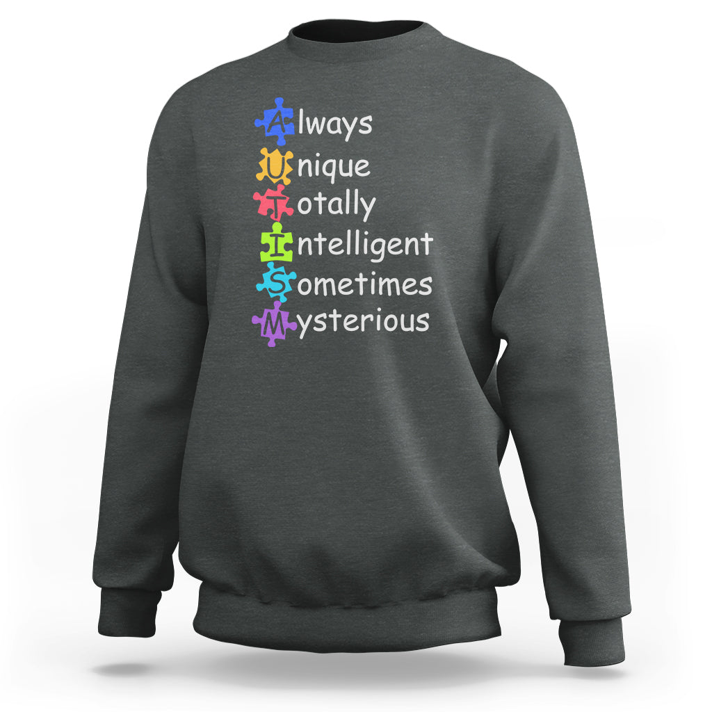 Autism Definition Sweatshirt Always Unique Totally Intelligent Sometimes Mysterious - Wonder Print Shop
