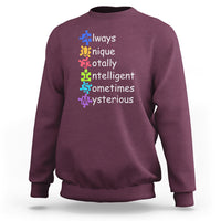 Autism Definition Sweatshirt Always Unique Totally Intelligent Sometimes Mysterious - Wonder Print Shop