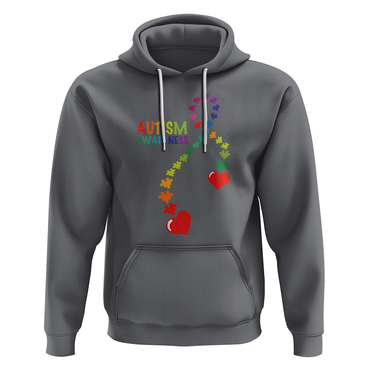 Heart Autism Awareness Hoodie Puzzle Heart Ribbon Support Accept - Wonder Print Shop