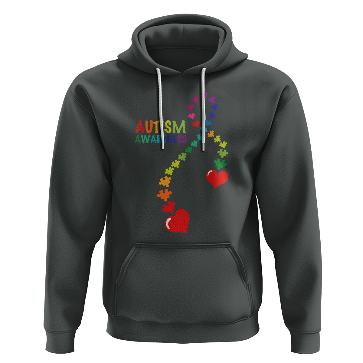 Heart Autism Awareness Hoodie Puzzle Heart Ribbon Support Accept - Wonder Print Shop