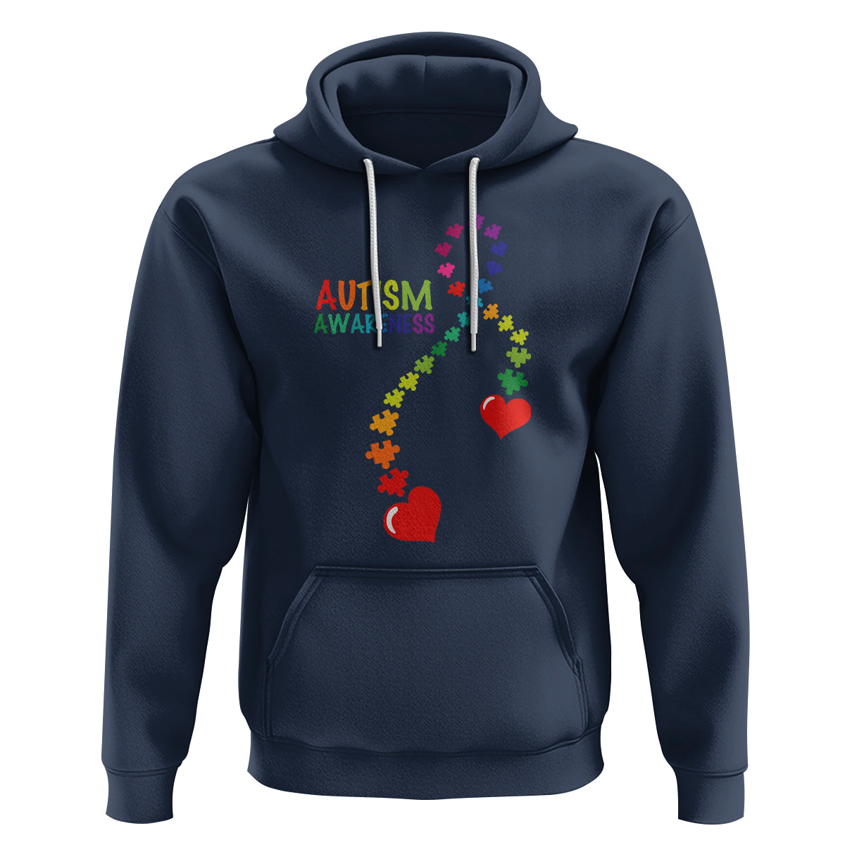 Heart Autism Awareness Hoodie Puzzle Heart Ribbon Support Accept - Wonder Print Shop