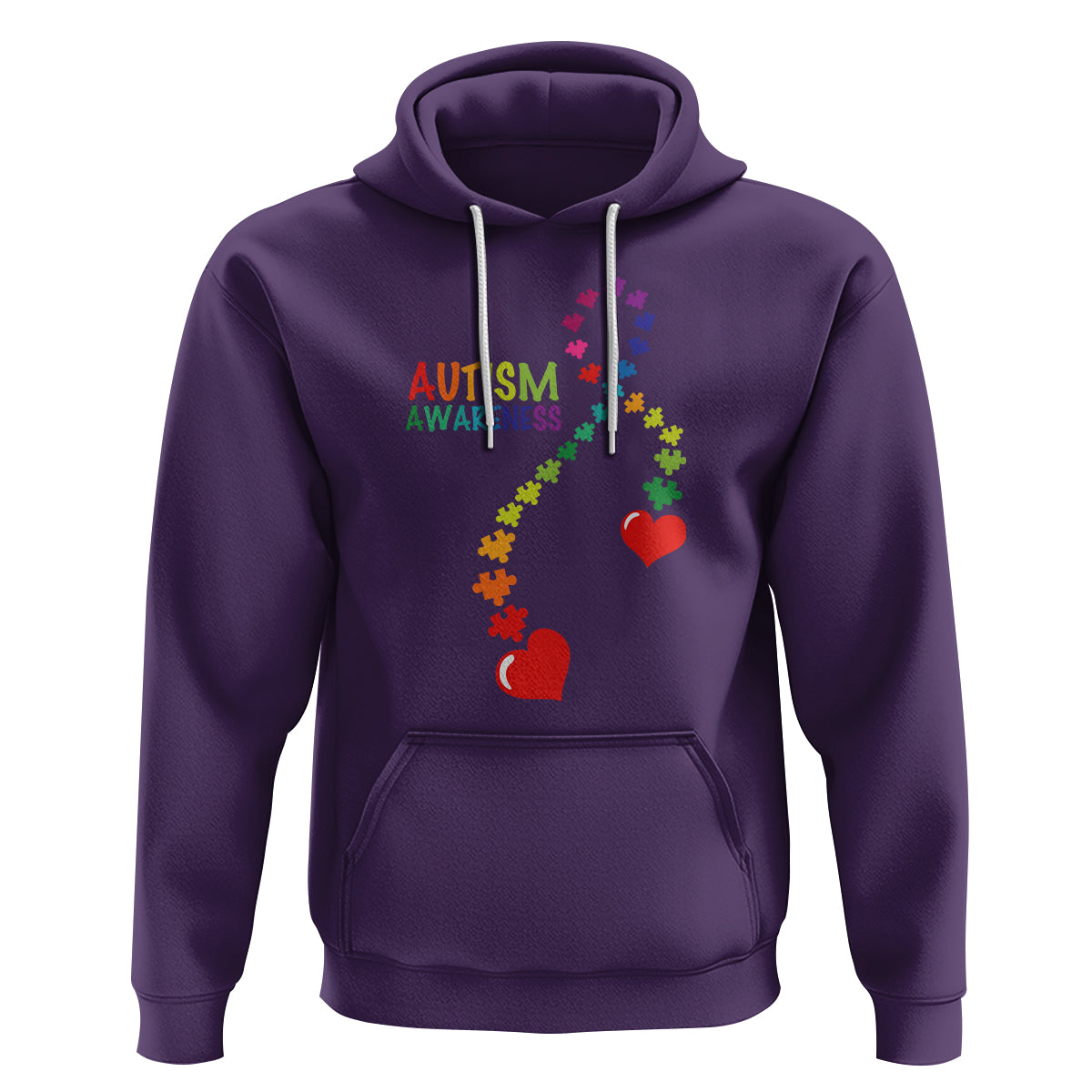 Heart Autism Awareness Hoodie Puzzle Heart Ribbon Support Accept - Wonder Print Shop