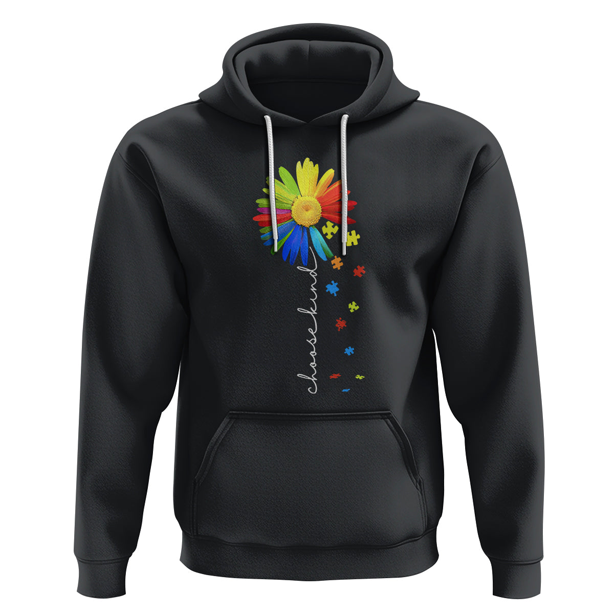 Sunflower Autism Hoodie Choose Kind Rainbow Puzzle Piece - Wonder Print Shop