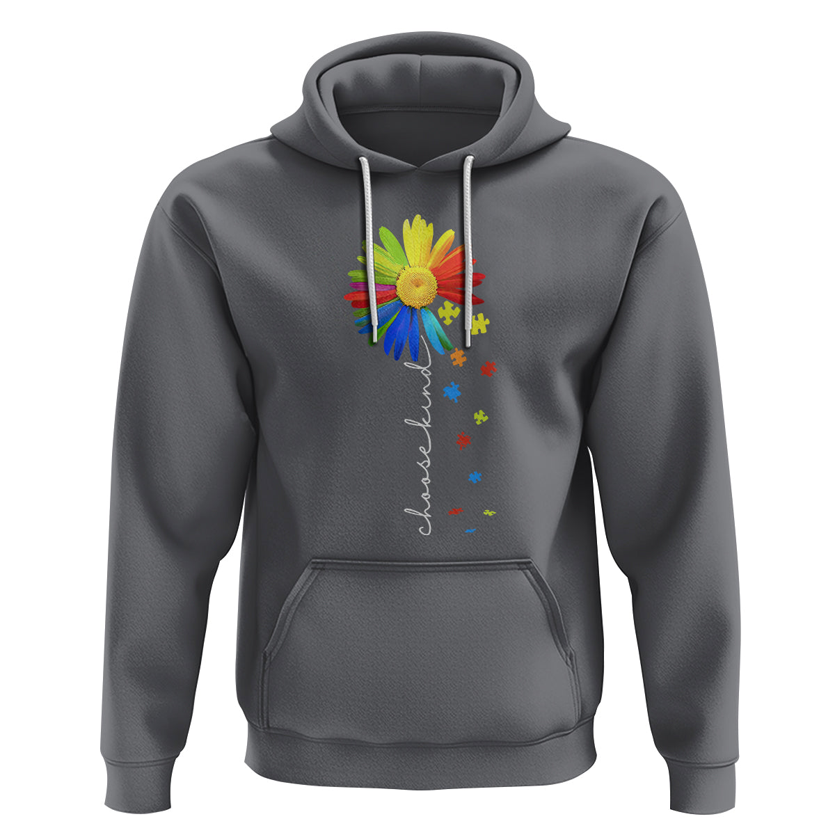 Sunflower Autism Hoodie Choose Kind Rainbow Puzzle Piece - Wonder Print Shop