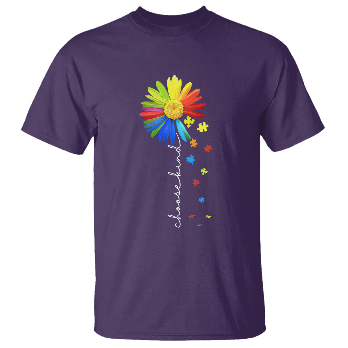 Sunflower Autism T Shirt Choose Kind Rainbow Puzzle Piece - Wonder Print Shop