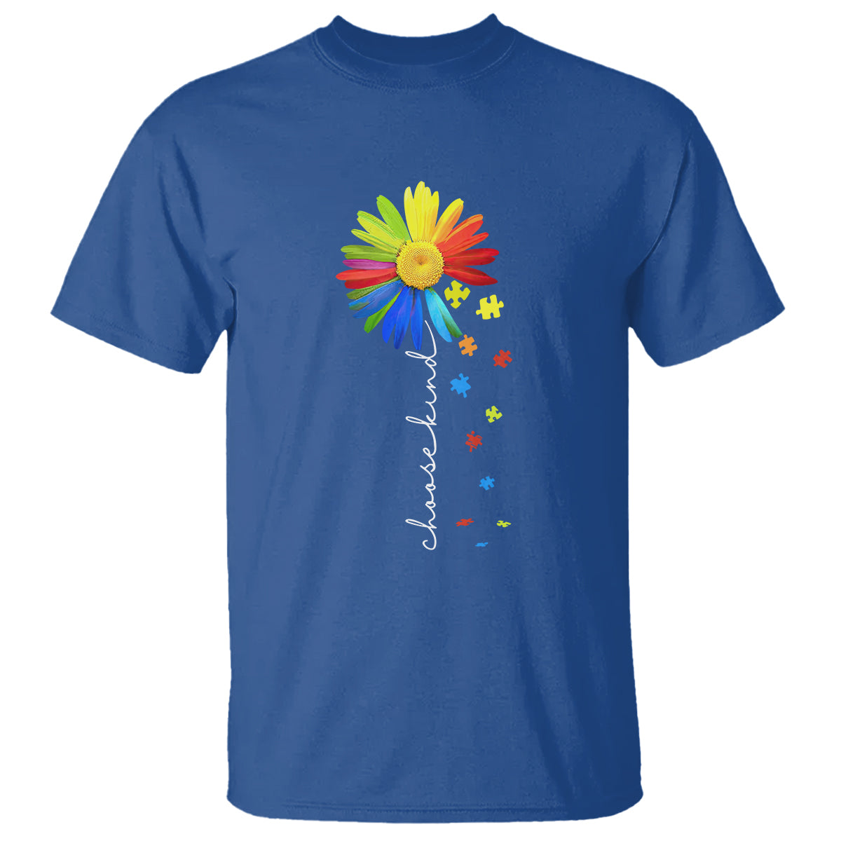 Sunflower Autism T Shirt Choose Kind Rainbow Puzzle Piece - Wonder Print Shop