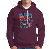 Autism Support Hoodie Warriors Fight Hope Love Courage Believe Win - Wonder Print Shop