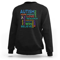 Autism Support Sweatshirt Warriors Fight Hope Love Courage Believe Win - Wonder Print Shop