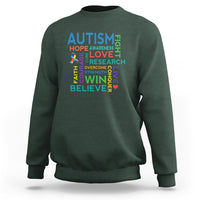 Autism Support Sweatshirt Warriors Fight Hope Love Courage Believe Win - Wonder Print Shop