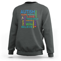 Autism Support Sweatshirt Warriors Fight Hope Love Courage Believe Win - Wonder Print Shop