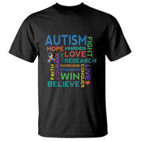 Autism Support T Shirt Warriors Fight Hope Love Courage Believe Win - Wonder Print Shop