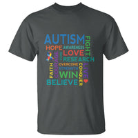 Autism Support T Shirt Warriors Fight Hope Love Courage Believe Win - Wonder Print Shop