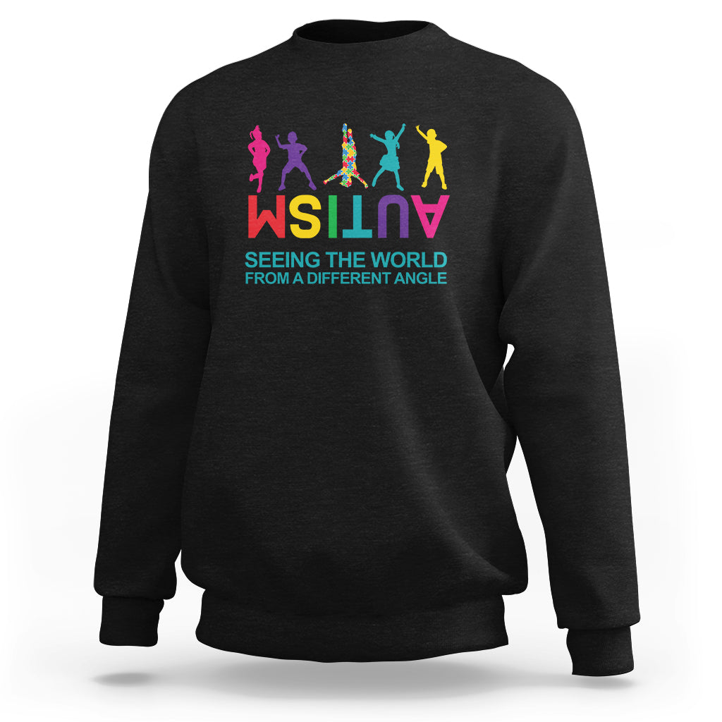 Proud Autism Sweatshirt Seeing The World From A Different Angle - Wonder Print Shop