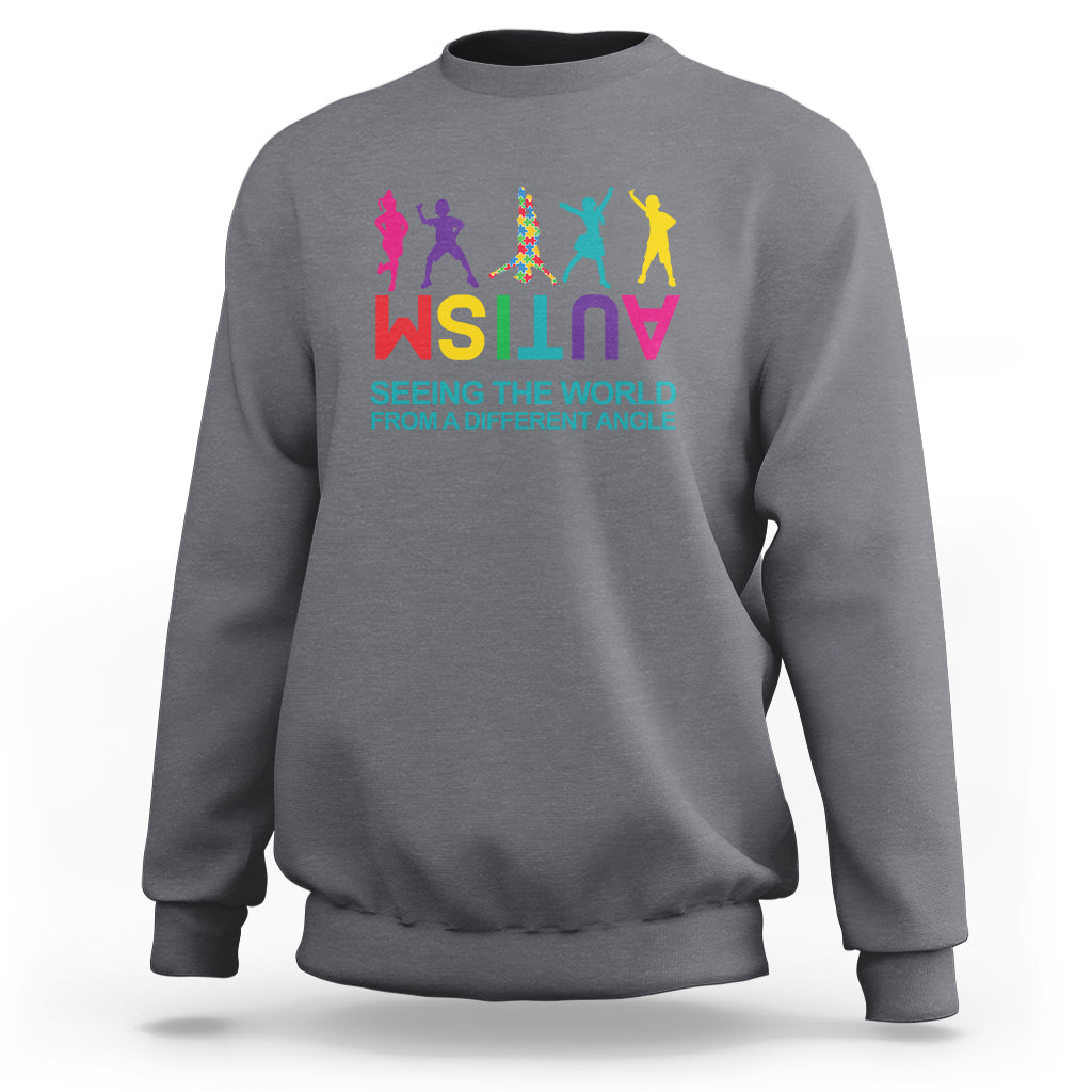 Proud Autism Sweatshirt Seeing The World From A Different Angle - Wonder Print Shop