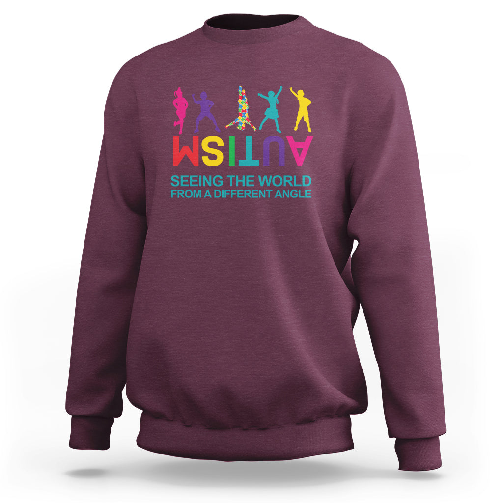 Proud Autism Sweatshirt Seeing The World From A Different Angle - Wonder Print Shop