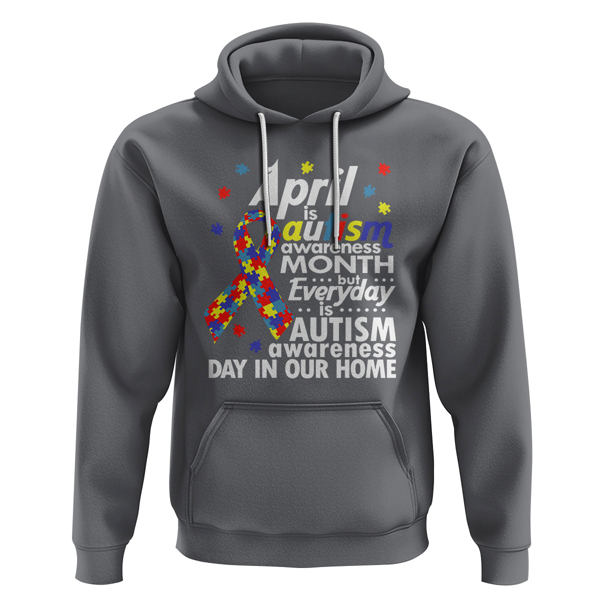 Autism Awareness Hoodie Everyday In Our Home Spectrum Puzzle Ribbon - Wonder Print Shop