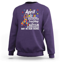 Autism Awareness Sweatshirt Everyday In Our Home Spectrum Puzzle Ribbon - Wonder Print Shop