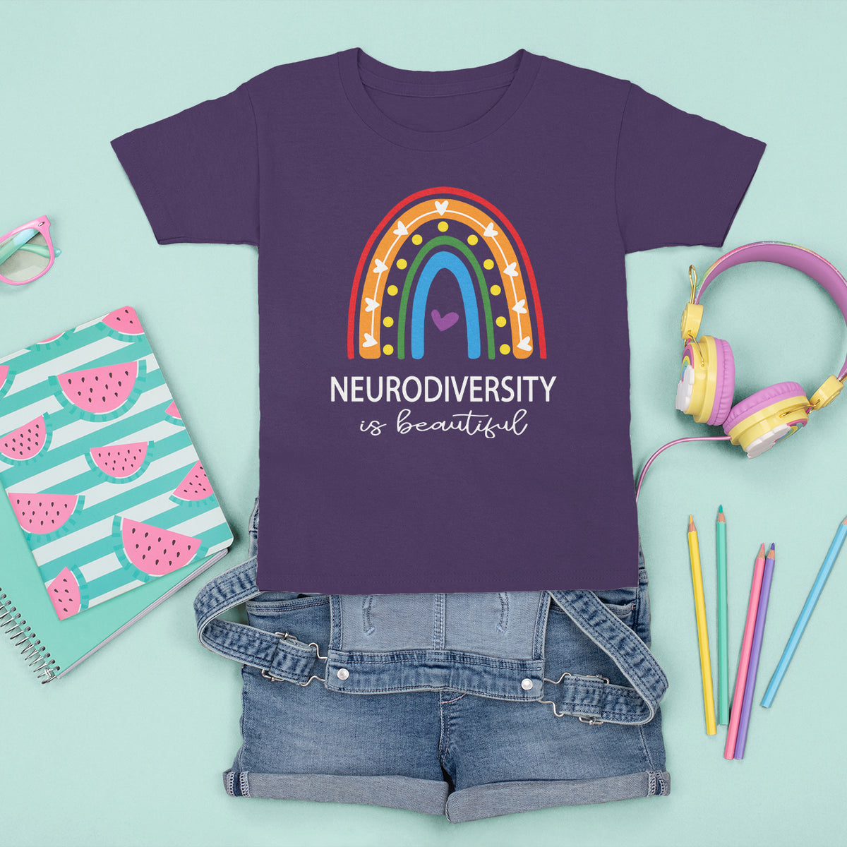 Heart Autism Awareness T Shirt For Kid Neurodiversity Is Beautiful - Wonder Print Shop
