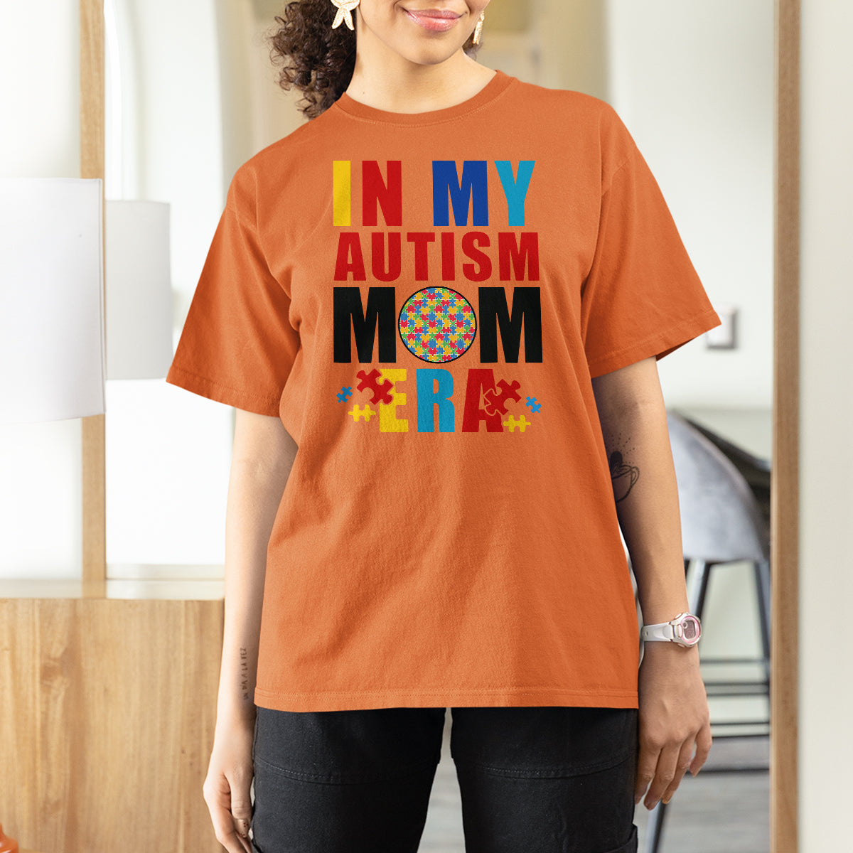 In My Autism Mom Era T Shirt For Women Love Support Puzzle Piece - Wonder Print Shop