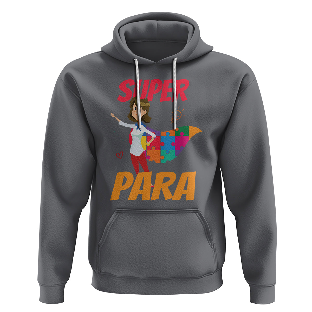 Autism Paraprofessional Teacher Hoodie Super Para Hero Support - Wonder Print Shop