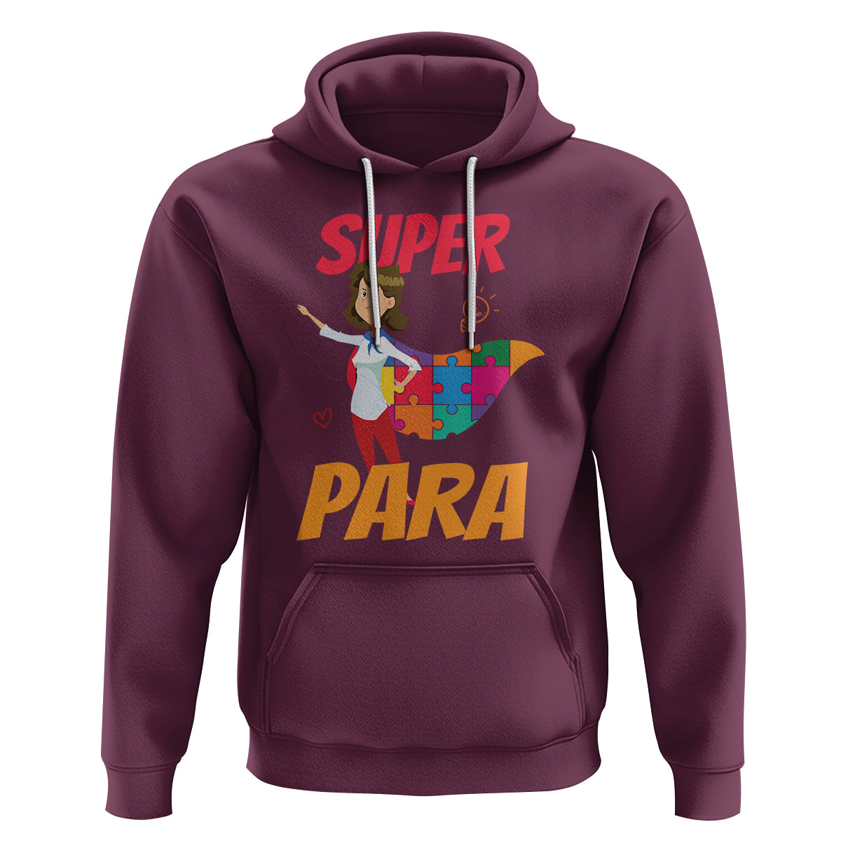 Autism Paraprofessional Teacher Hoodie Super Para Hero Support - Wonder Print Shop