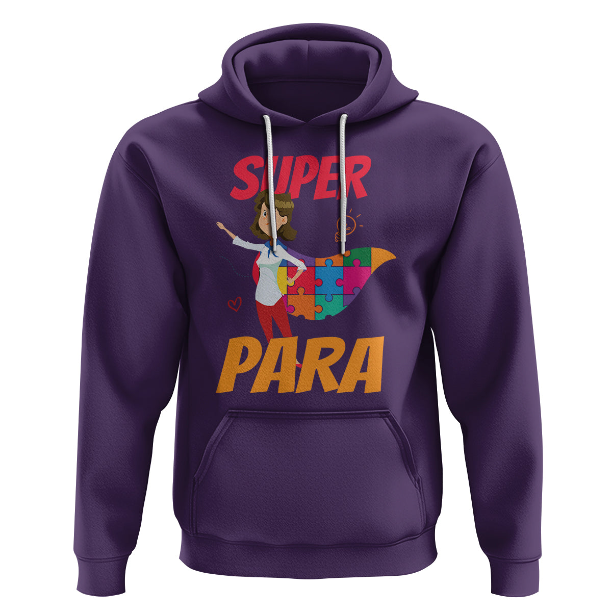 Autism Paraprofessional Teacher Hoodie Super Para Hero Support - Wonder Print Shop