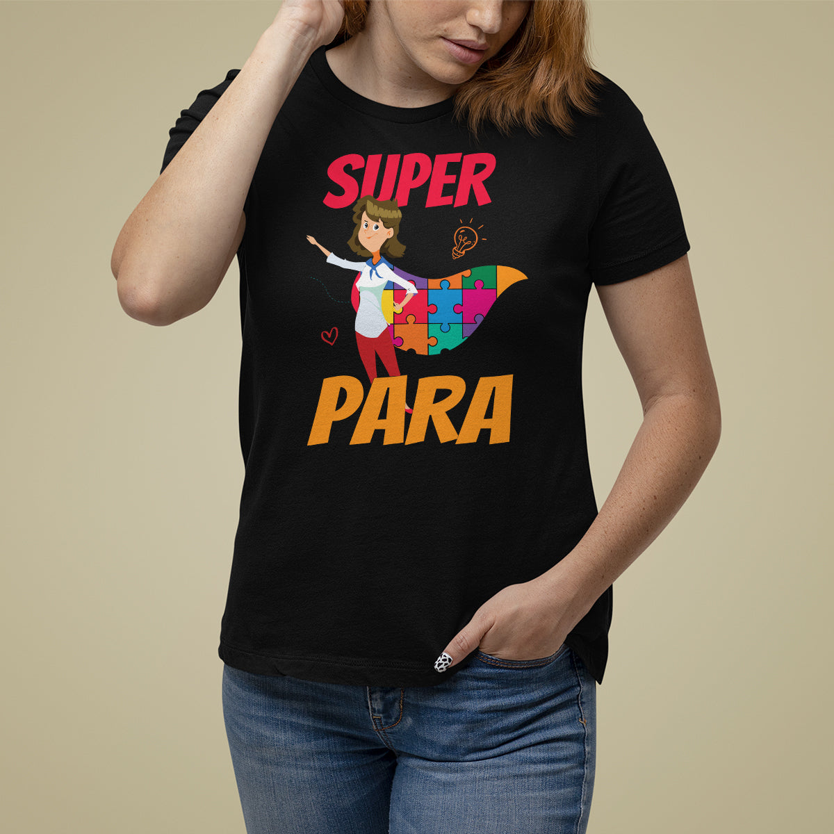 Autism Paraprofessional Teacher T Shirt For Women Super Para Hero Support - Wonder Print Shop