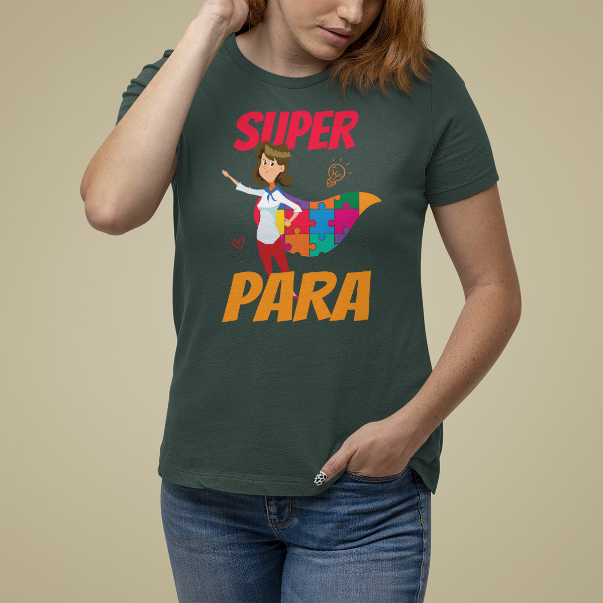 Autism Paraprofessional Teacher T Shirt For Women Super Para Hero Support - Wonder Print Shop