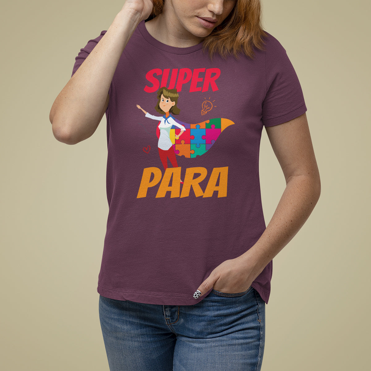 Autism Paraprofessional Teacher T Shirt For Women Super Para Hero Support - Wonder Print Shop