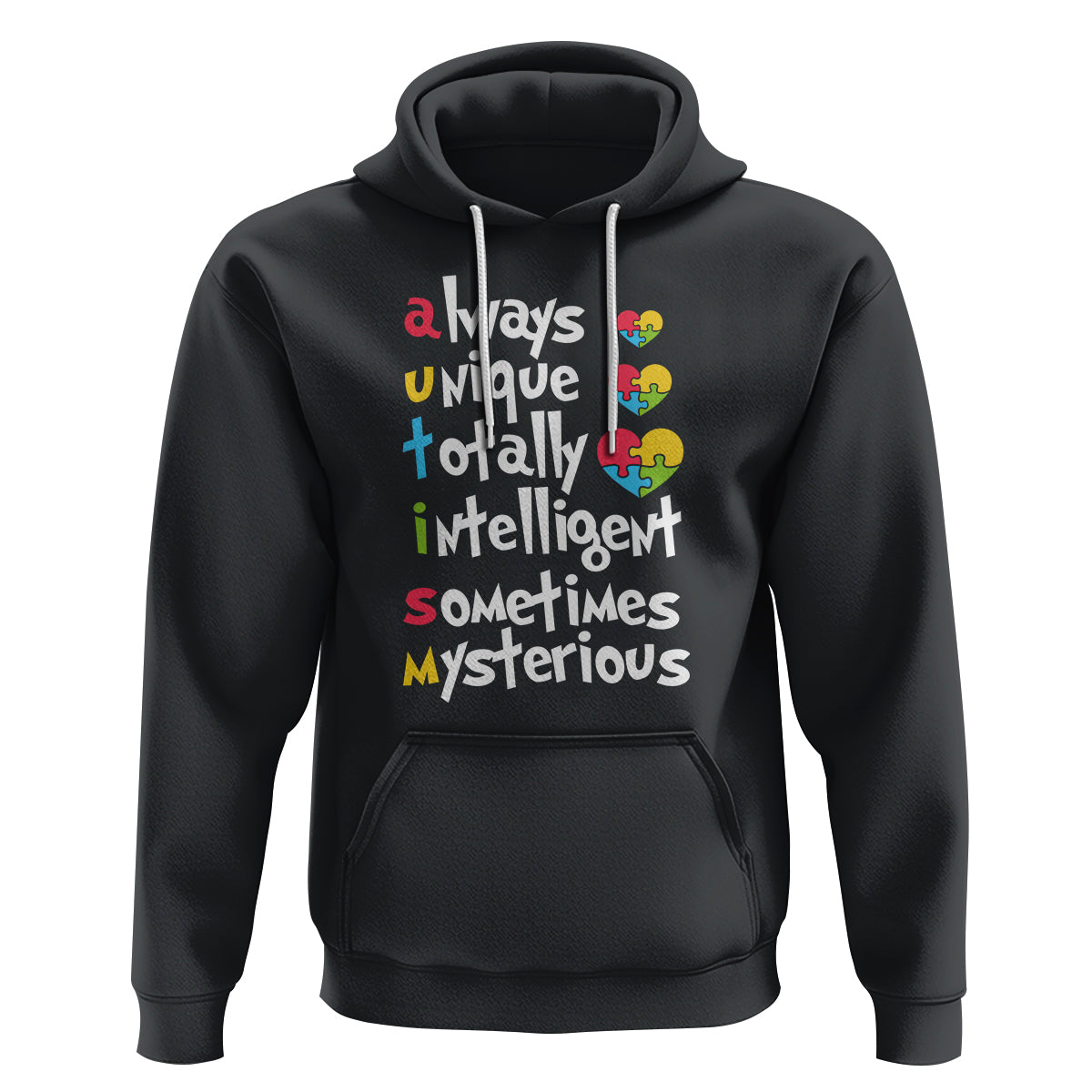 Autism Definition Hoodie Always Unique Totally Intelligent Sometimes Mysterious Puzzle Heart - Wonder Print Shop