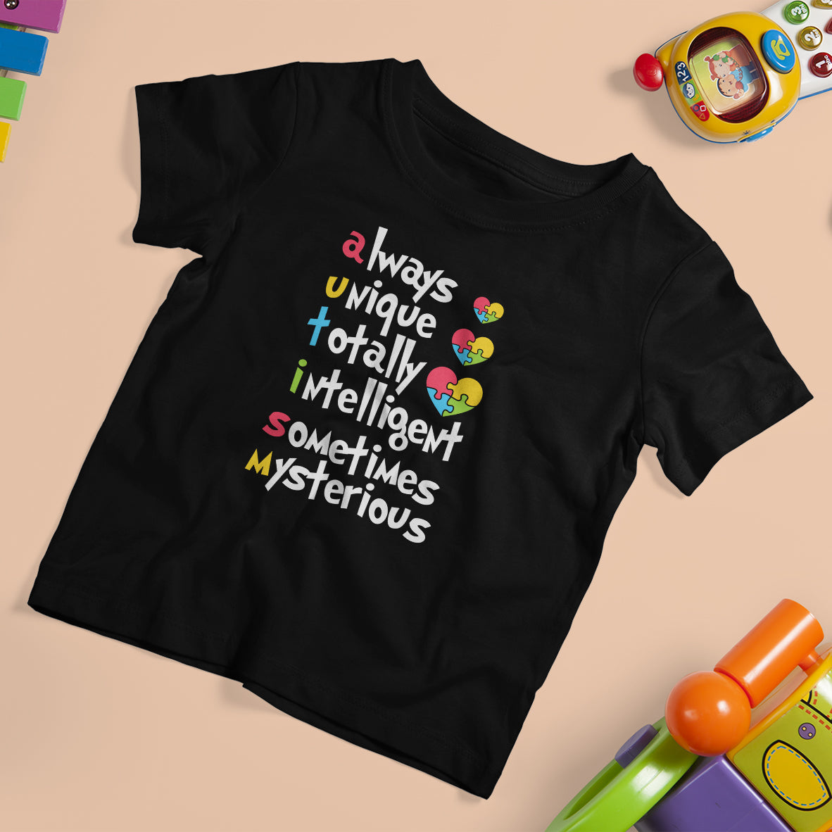 Autism Definition T Shirt For Kid Always Unique Totally Intelligent Sometimes Mysterious Puzzle Heart - Wonder Print Shop