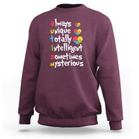 Autism Definition Sweatshirt Always Unique Totally Intelligent Sometimes Mysterious Puzzle Heart - Wonder Print Shop