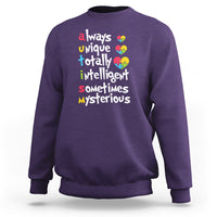 Autism Definition Sweatshirt Always Unique Totally Intelligent Sometimes Mysterious Puzzle Heart - Wonder Print Shop