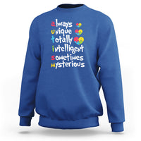 Autism Definition Sweatshirt Always Unique Totally Intelligent Sometimes Mysterious Puzzle Heart - Wonder Print Shop