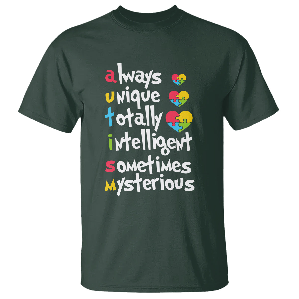 Autism Definition T Shirt Always Unique Totally Intelligent Sometimes Mysterious Puzzle Heart - Wonder Print Shop