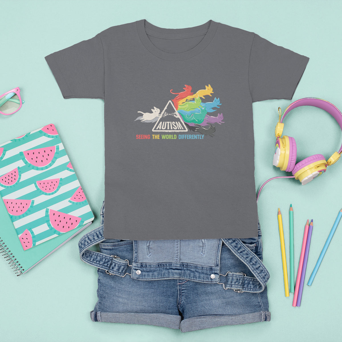 Cat Autism T Shirt For Kid Seeing The World Form A Different Angle - Wonder Print Shop