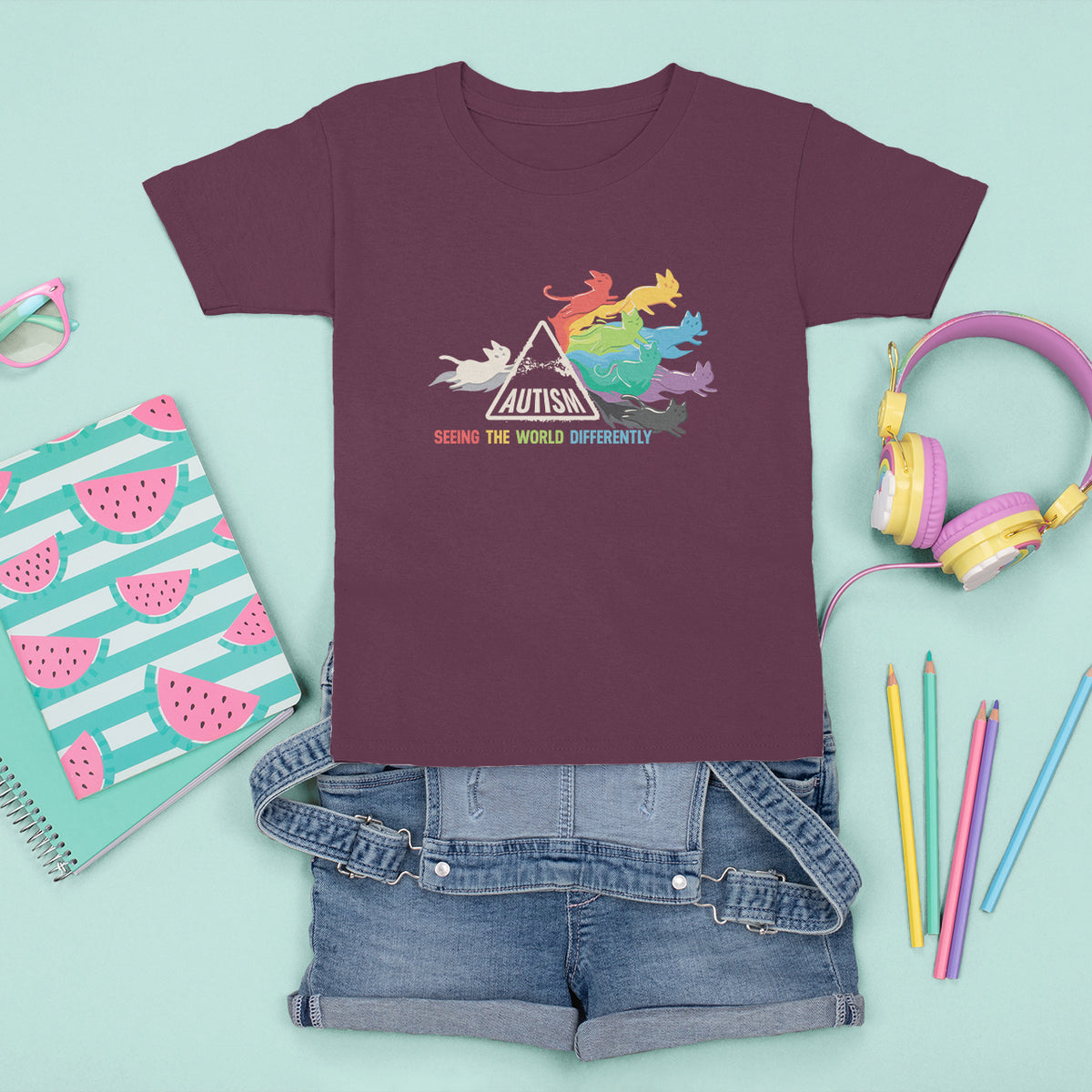 Cat Autism T Shirt For Kid Seeing The World Form A Different Angle - Wonder Print Shop