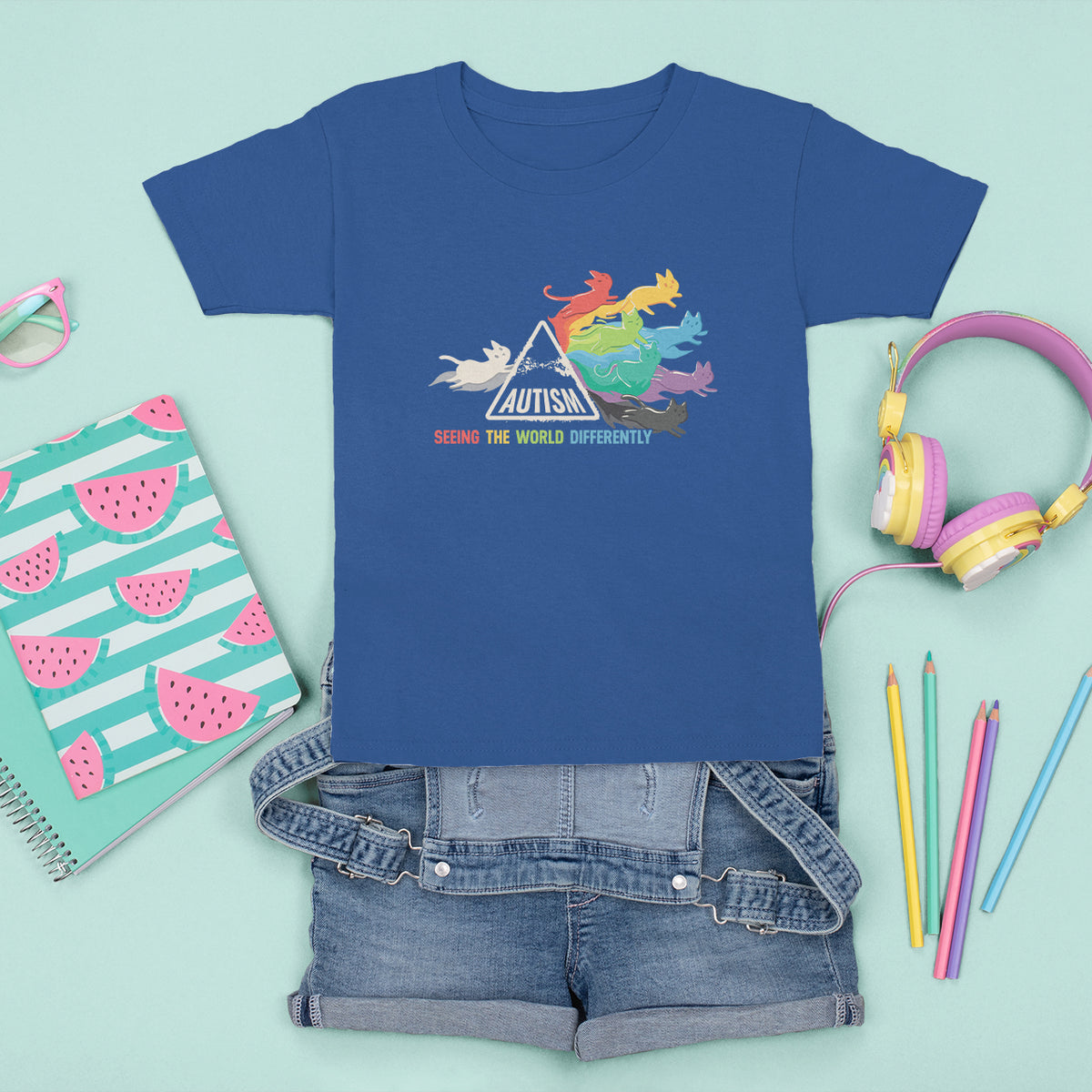 Cat Autism T Shirt For Kid Seeing The World Form A Different Angle - Wonder Print Shop