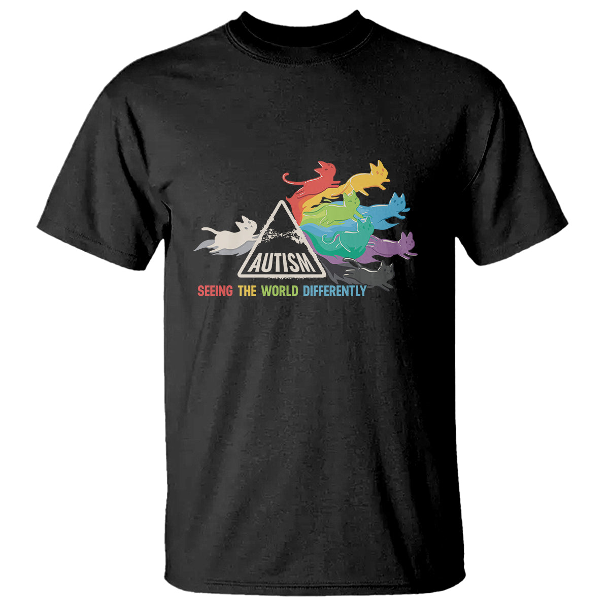 Cat Autism T Shirt Seeing The World Form A Different Angle - Wonder Print Shop