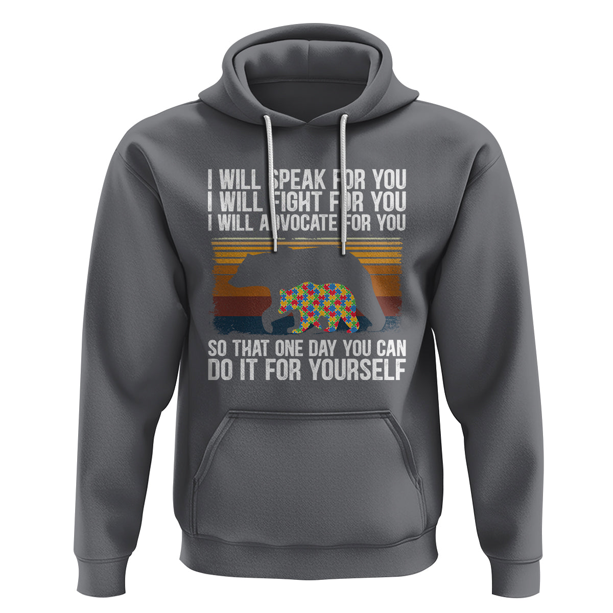Autism Mom Hoodie I Will Speak Fight Advocate For You So That One Day You Can Do It For Yourself Retro Mama Bear - Wonder Print Shop