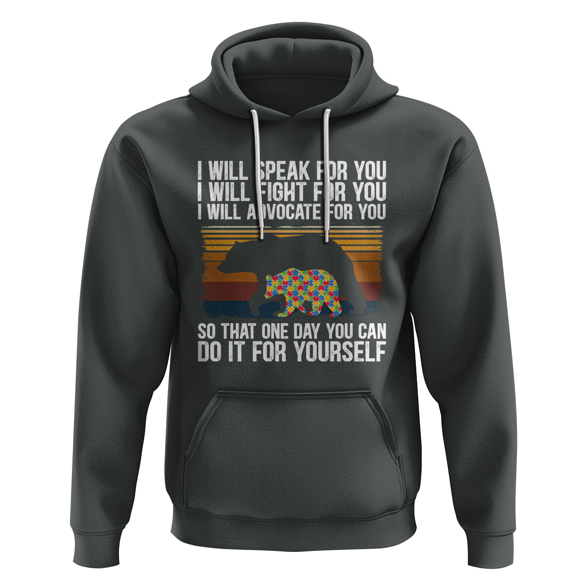 Autism Mom Hoodie I Will Speak Fight Advocate For You So That One Day You Can Do It For Yourself Retro Mama Bear - Wonder Print Shop