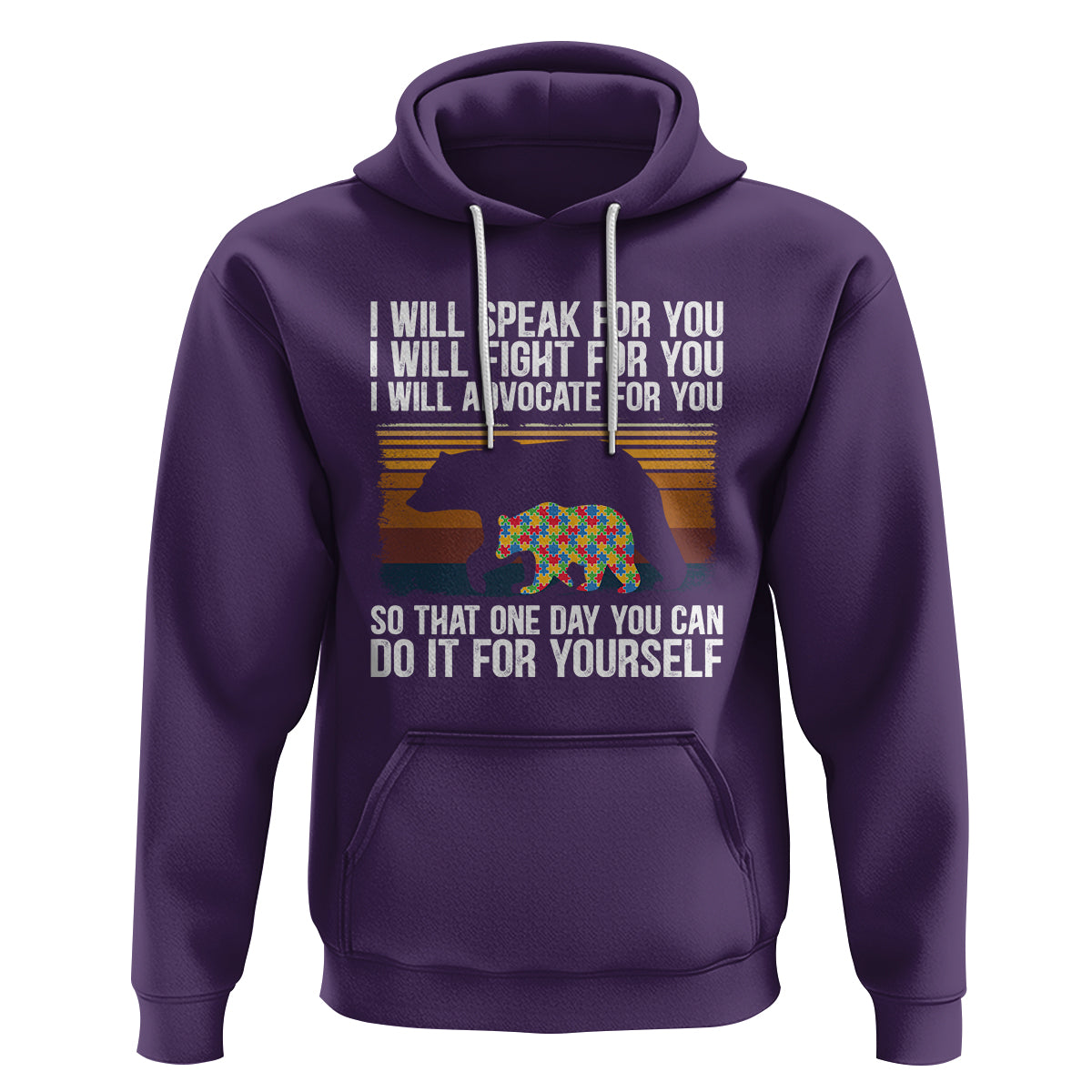 Autism Mom Hoodie I Will Speak Fight Advocate For You So That One Day You Can Do It For Yourself Retro Mama Bear - Wonder Print Shop