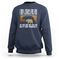 Autism Mom Sweatshirt I Will Speak Fight Advocate For You So That One Day You Can Do It For Yourself Retro Mama Bear - Wonder Print Shop