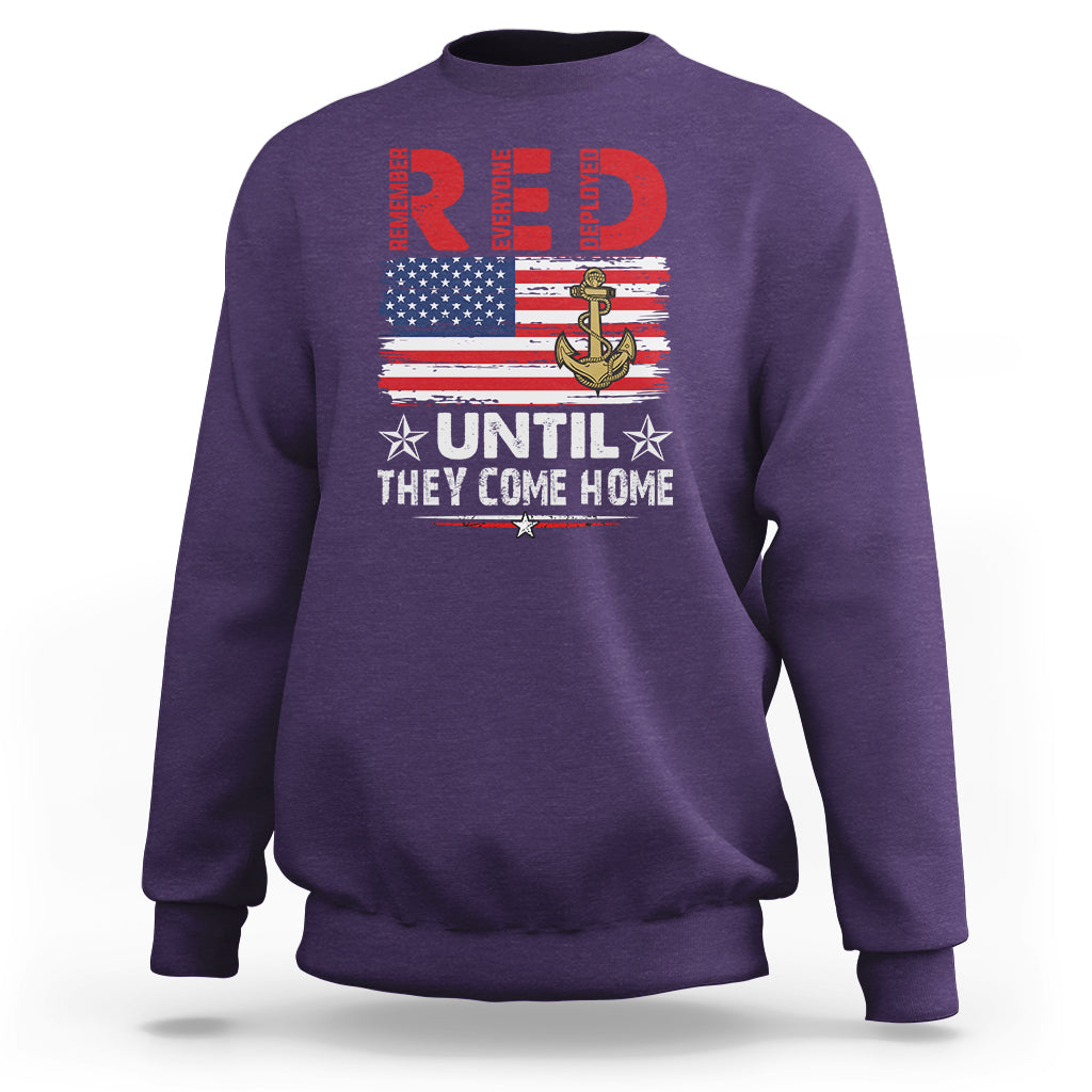 RED Friday Remember Everyone Deployed Retro Military Sweatshirt - Wonder Print Shop