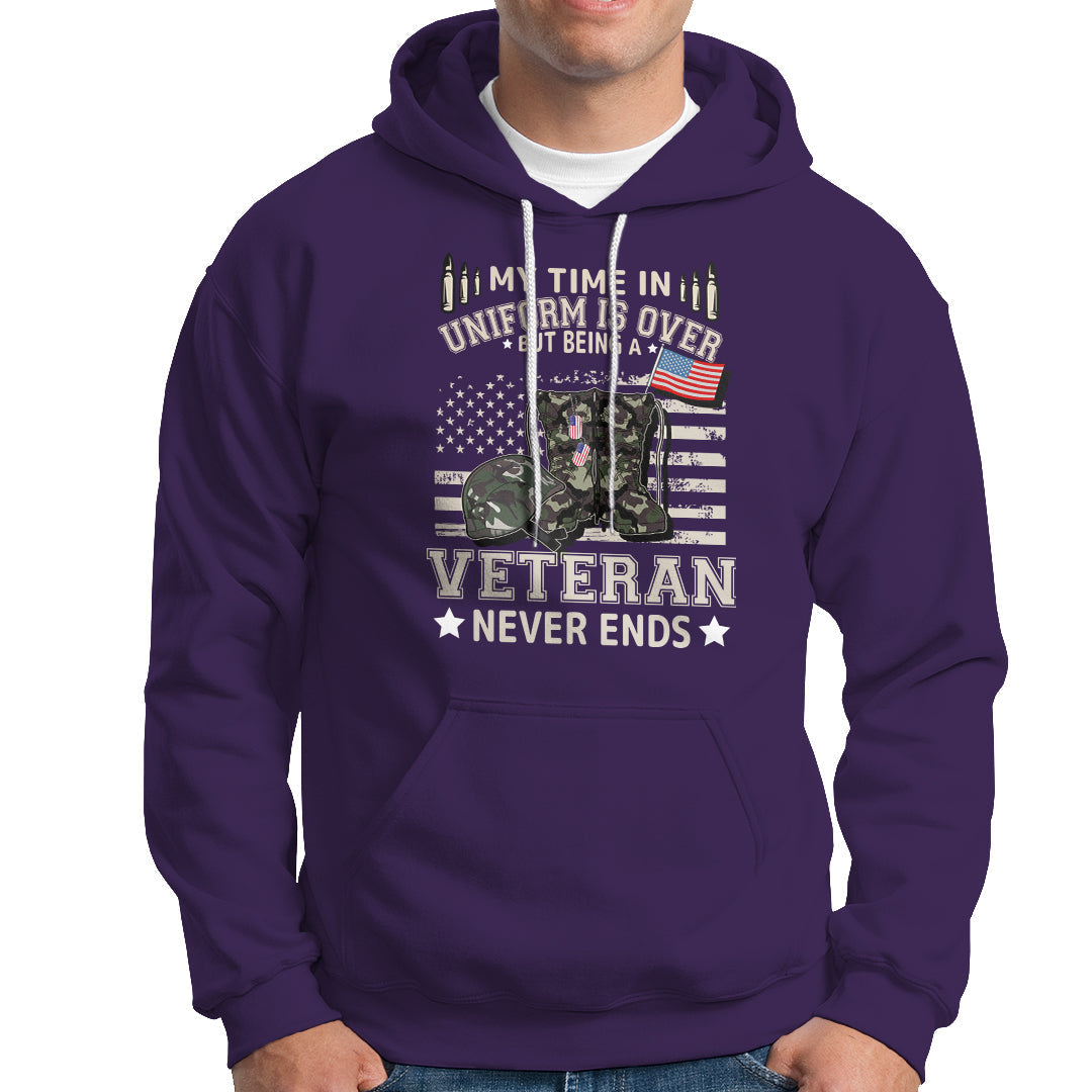 Grumpy Old Veteran Hoodie My Time In Uniform Is Over But Being A Veteran Never Ends - Wonder Print Shop